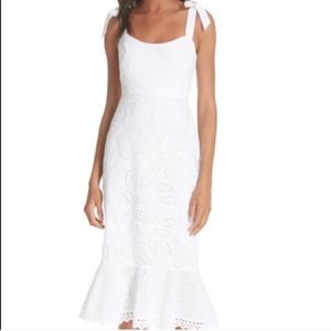 SALONI Rosie White Eyelet Midi Dress